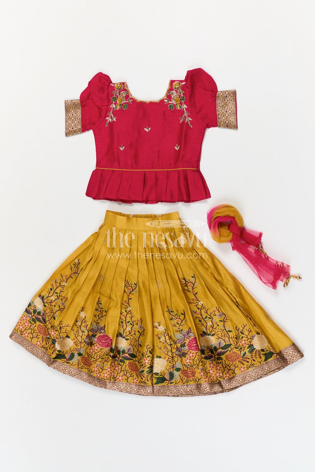 The Nesavu Pattu Pavadai Baby Girl Pattu Pavadai Set for Weddings and Festive Ceremonies Nesavu Nesavu baby girl pattu pavadai set for weddings and festive ceremonies with tissue skirt