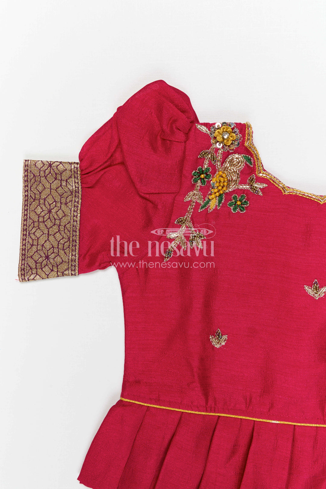 The Nesavu Pattu Pavadai Baby Girl Pattu Pavadai Set for Weddings and Festive Ceremonies Nesavu Nesavu baby girl pattu pavadai set for weddings and festive ceremonies with tissue skirt