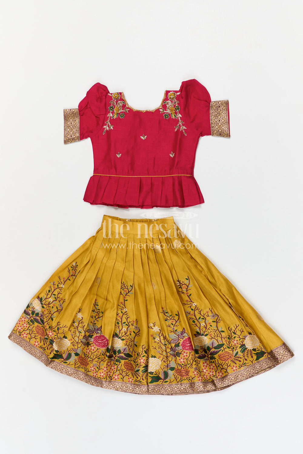 The Nesavu Pattu Pavadai Baby Girl Pattu Pavadai Set for Weddings and Festive Ceremonies Nesavu Nesavu baby girl pattu pavadai set for weddings and festive ceremonies with tissue skirt