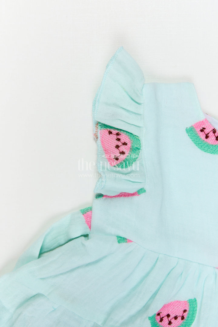 The Nesavu Baby Cotton Frocks Baby Girl Printed Frock for Daily Wear and Cute Outings Nesavu Nesavu Baby Girl Printed Muslin Cotton Frock For Daily Wear And Outings With Tiered Flared Design