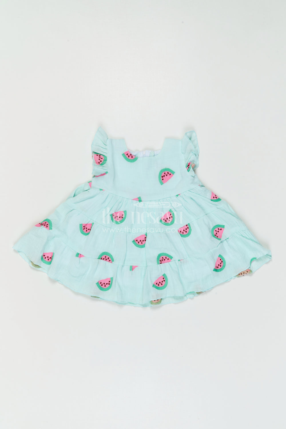 The Nesavu Baby Cotton Frocks Baby Girl Printed Frock for Daily Wear and Cute Outings Nesavu Nesavu Baby Girl Printed Muslin Cotton Frock For Daily Wear And Outings With Tiered Flared Design
