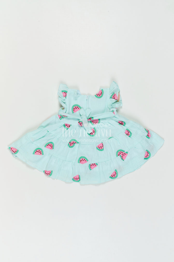 The Nesavu Baby Cotton Frocks Baby Girl Printed Frock for Daily Wear and Cute Outings Nesavu Nesavu Baby Girl Printed Muslin Cotton Frock For Daily Wear And Outings With Tiered Flared Design