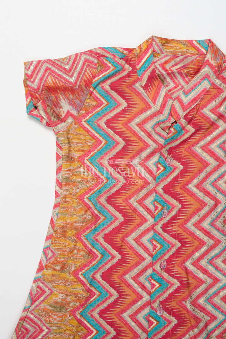 The Nesavu Girls Co-Ord Sets Baby Girl Printed Modal Silk Co-ord Set for Festive Functions Nesavu Nesavu baby girl modal silk peplum co-ord set for festive functions and traditional gatherings