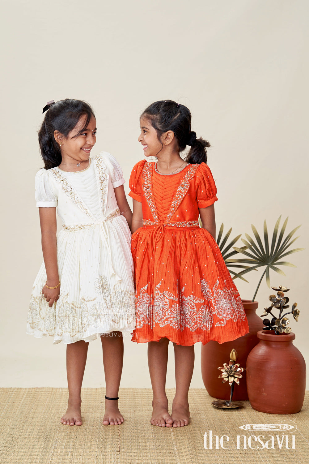 The Nesavu Silk Frock Baby Girl Red Silk Frock with Sparkling Stones for Parties and Family Functions Nesavu Nesavu Baby Girl Red Silk Frock With Stone Embellishments Festive Partywear For Toddlers