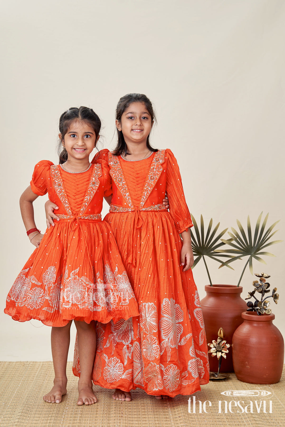 The Nesavu Silk Frock Baby Girl Red Silk Frock with Sparkling Stones for Parties and Family Functions Nesavu Nesavu Baby Girl Red Silk Frock With Stone Embellishments Festive Partywear For Toddlers