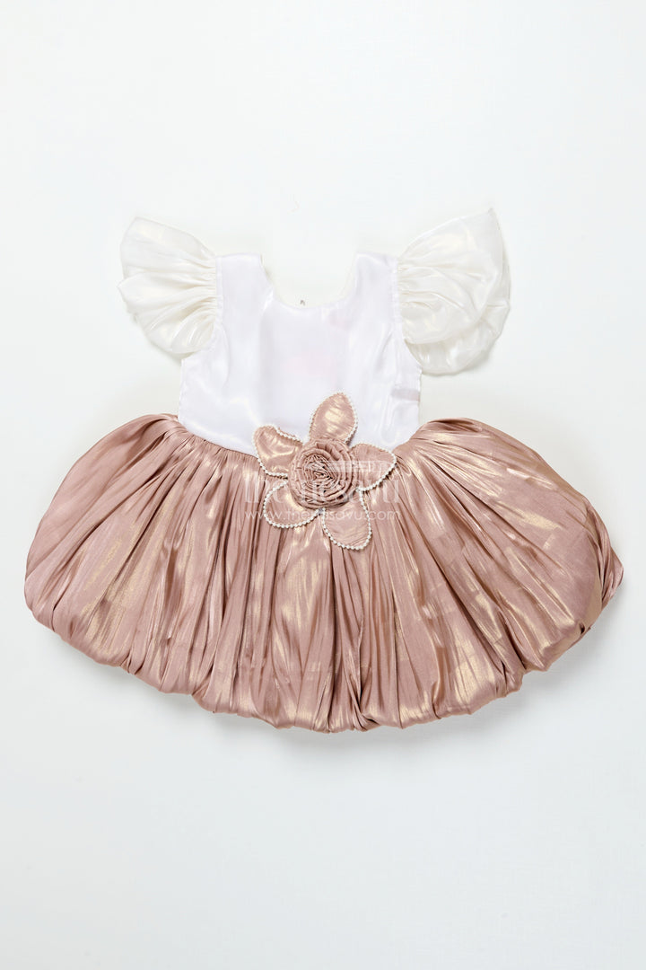 The Nesavu Girls Fancy Party Frock Baby Girl Satin Frock for Parties and Festive Evenings Nesavu 16 (1Y) / Gold PF283A-16 Nesavu baby girl satin party frock bow birthdays elegant celebrations