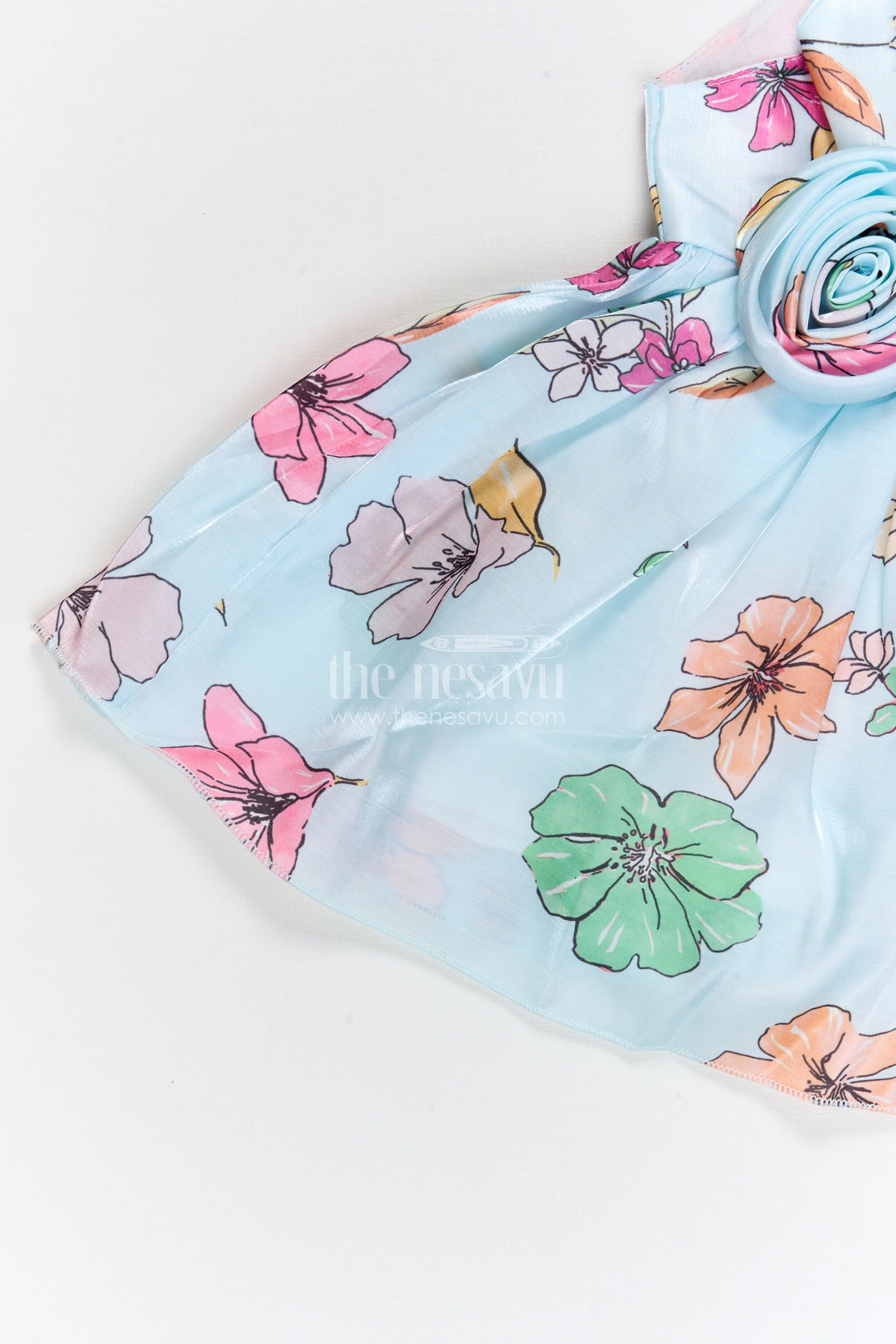 The Nesavu Baby Fancy Frock Baby Girl Satin Party Frock for Birthdays and Celebration Nesavu Nesavu baby girl satin party frock with floral print for birthdays celebrations and baby occasions