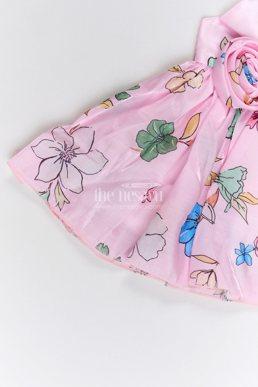 The Nesavu Baby Fancy Frock Baby Girl Satin Party Frock for Birthdays and Celebration Moments Nesavu Nesavu baby girl satin party frock with floral print for birthdays celebrations and baby occasions