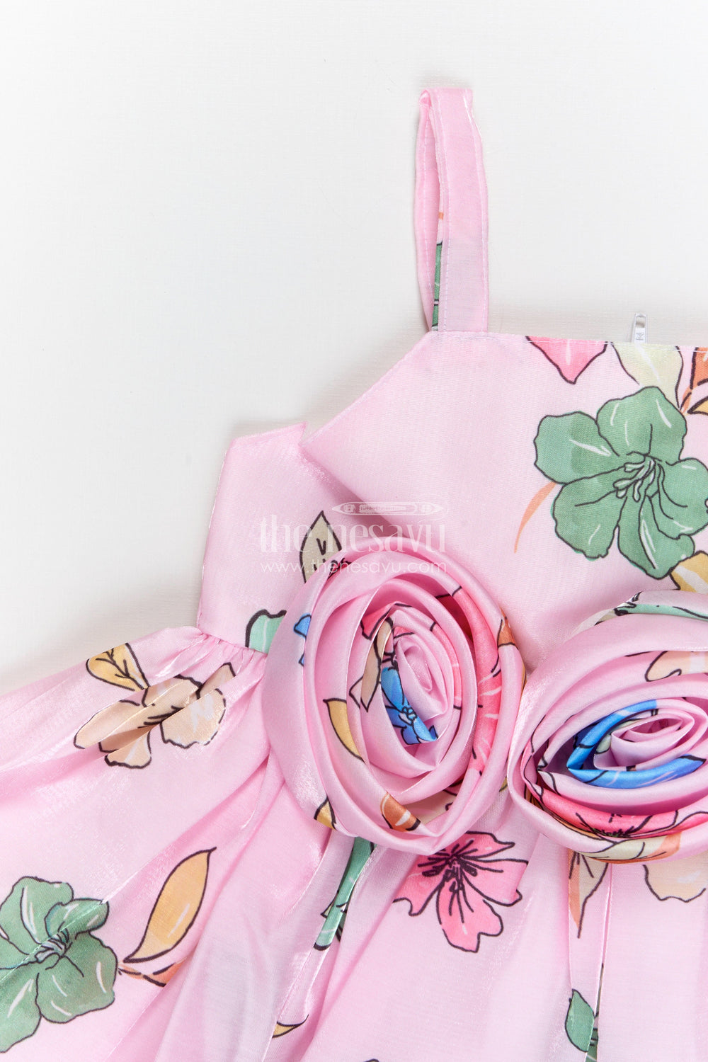 The Nesavu Baby Fancy Frock Baby Girl Satin Party Frock for Birthdays and Celebration Moments Nesavu Nesavu baby girl satin party frock with floral print for birthdays celebrations and baby occasions