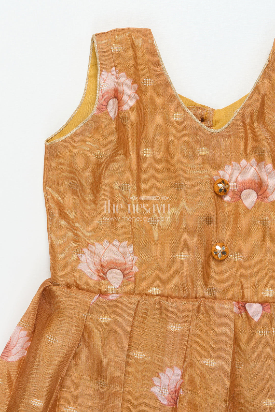 The Nesavu Silk Frock Baby Girl Semi-silk Frock for Festive Occasions and Temple Visits Nesavu Nesavu baby girl semi silk frock with Banaras digital print for weddings and festive celebrations