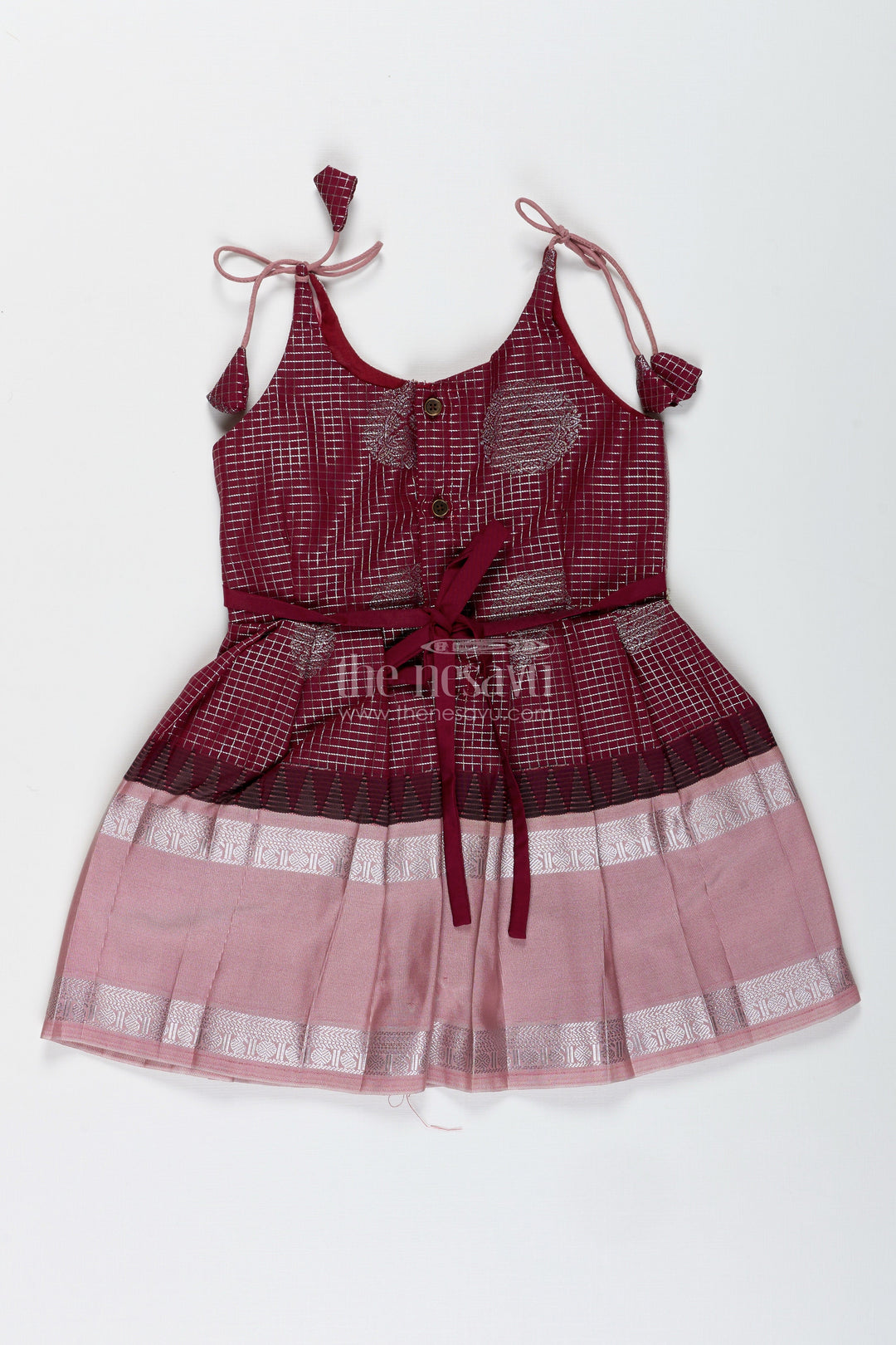 The Nesavu Tie-up Frock Baby Girl Semi Silk Frock for Traditional Functions and Naming Ceremony Nesavu Nesavu baby girl semi silk frock naming ceremony ethnic occasions