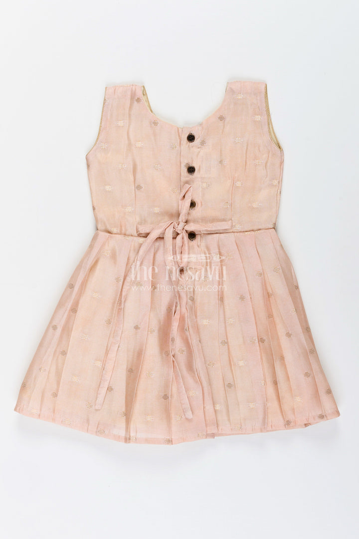 The Nesavu Silk Frock Baby girl semi silk frock with zari dots for ethnic functions Nesavu Nesavu baby girl cream silk frock zari dot detailing  perfect traditional events