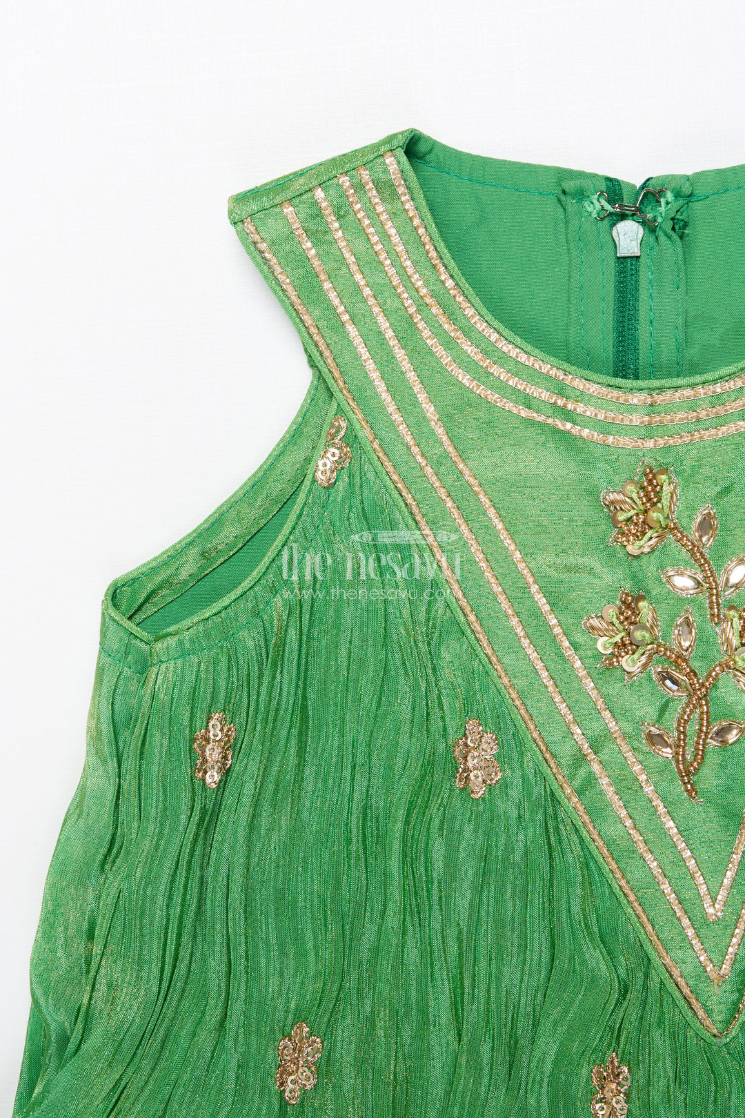 The Nesavu Girls Sharara / Plazo Set Baby Girl Sharara Dress for Festive Celebrations and Ethnic Days Nesavu Nesavu baby girl sharara dress green viscose silk Diwali ethnic wear days