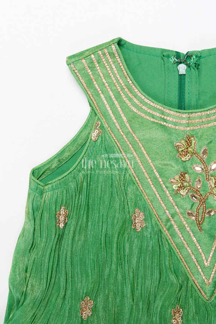 The Nesavu Girls Sharara / Plazo Set Baby Girl Sharara Dress for Festive Celebrations and Ethnic Days Nesavu Nesavu baby girl sharara dress green viscose silk Diwali ethnic wear days