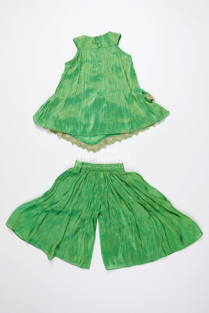 The Nesavu Girls Sharara / Plazo Set Baby Girl Sharara Dress for Festive Celebrations and Ethnic Days Nesavu Nesavu baby girl sharara dress green viscose silk Diwali ethnic wear days