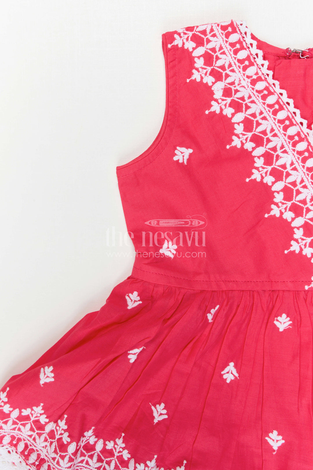 The Nesavu Girls Sharara / Plazo Set Baby Girl Sharara Set for Festive Occasions and Family Functions Nesavu Nesavu Baby Girl Sharara Set For Festive Occasions With Cotton Fabric And Thread Embroidery Design