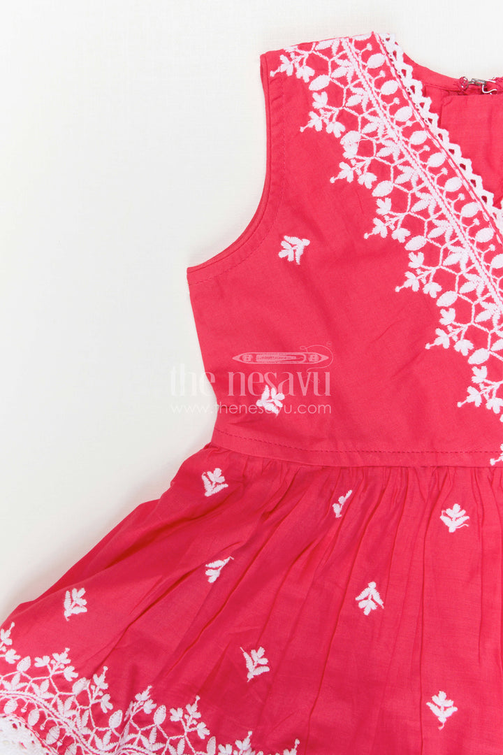 The Nesavu Girls Sharara / Plazo Set Baby Girl Sharara Set for Festive Occasions and Family Functions Nesavu Nesavu Baby Girl Sharara Set For Festive Occasions With Cotton Fabric And Thread Embroidery Design