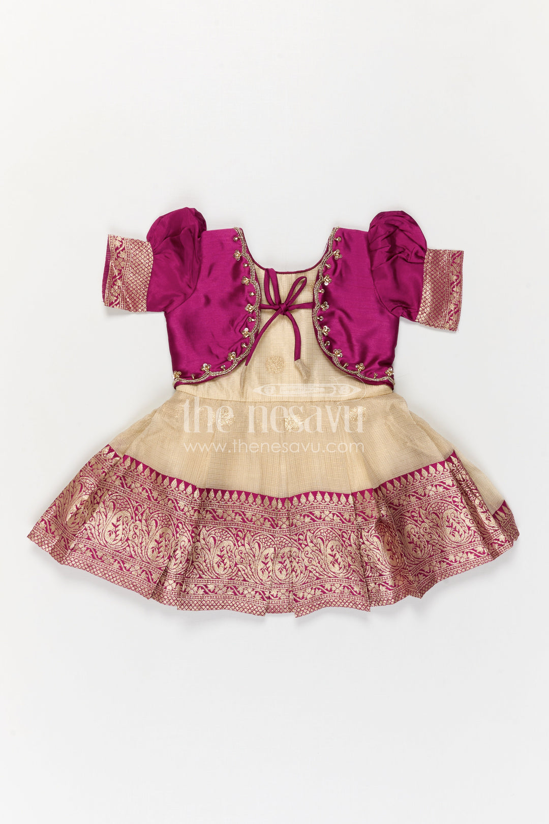 The Nesavu Silk Frock Baby Girl Silk Frock for Birthday Parties and Special Occasions Nesavu Nesavu Baby Girl Pink Silk Frock For Birthday Parties And Festive Occasions With Tissue Skirt Design