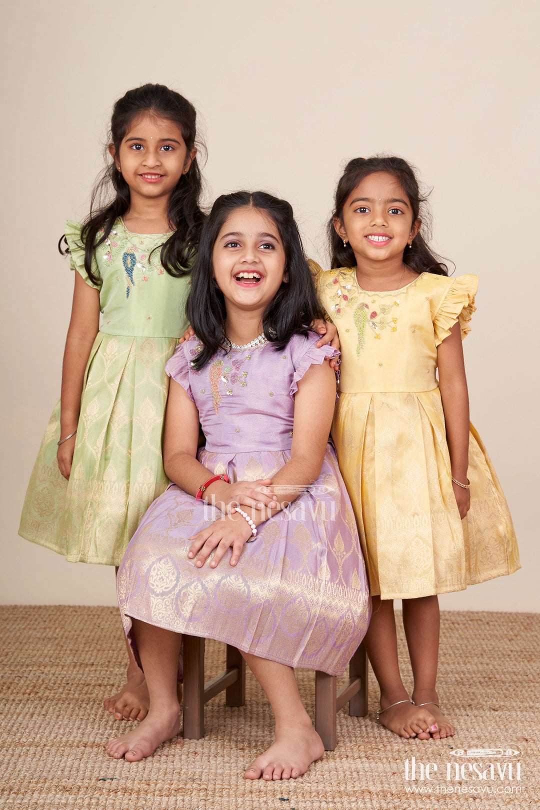 The Nesavu Silk Frock Baby Girl Silk Frock for Birthdays and Festive Occasions Nesavu Nesavu baby girl silk frock embroidery birthdays festive occasions