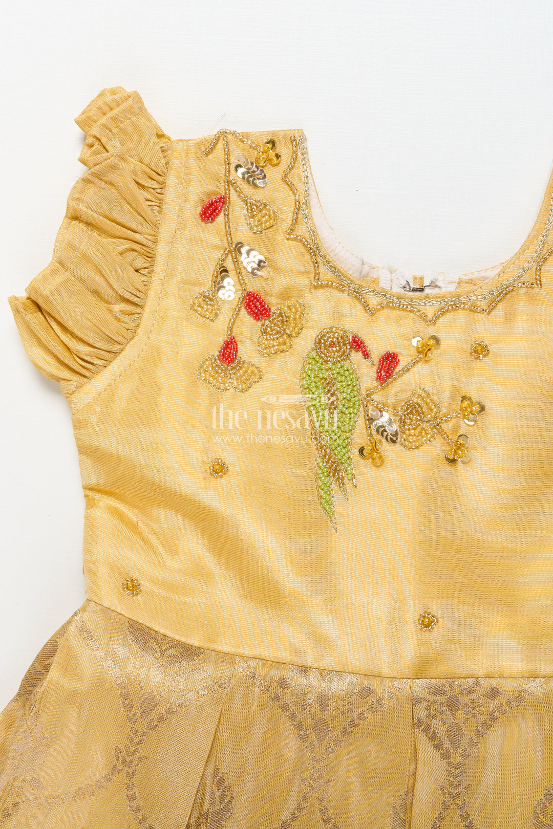 The Nesavu Silk Frock Baby Girl Silk Frock for Birthdays and Festive Occasions Nesavu Nesavu baby girl silk frock embroidery birthdays festive occasions