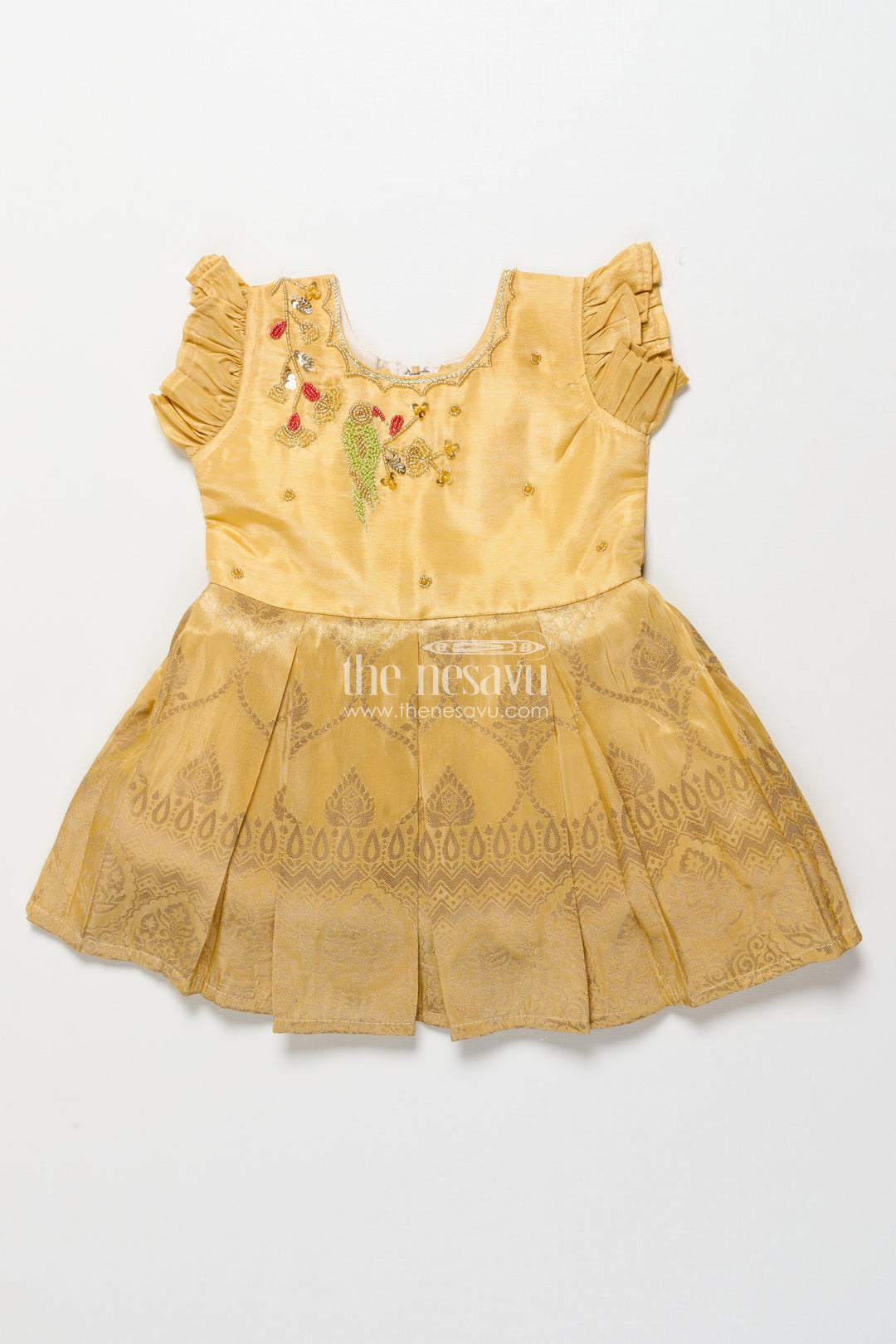 The Nesavu Silk Frock Baby Girl Silk Frock for Birthdays and Festive Occasions Nesavu Nesavu baby girl silk frock embroidery birthdays festive occasions