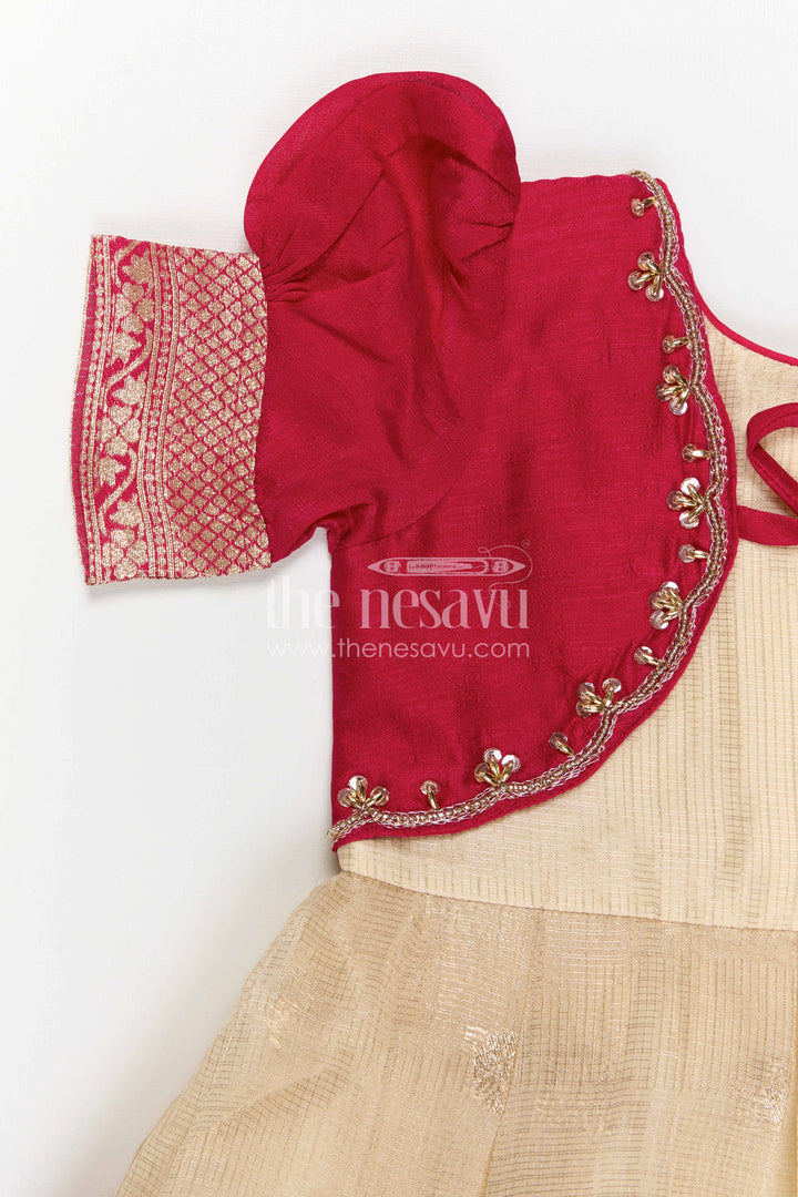 The Nesavu Silk Frock Baby Girl Silk Frock for Birthdays and Festive Occasions Nesavu Nesavu Baby Girl Silk Frock For Birthdays And Festive Occasions With Blend Silk And Flared Design