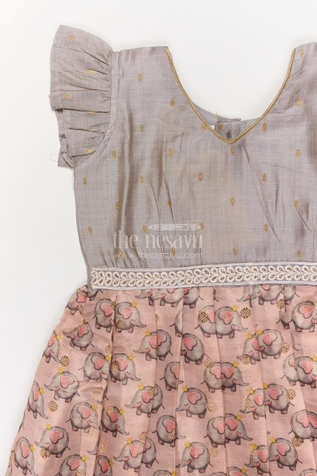 The Nesavu Silk Frock Baby Girl Silk Frock for Birthdays and Temple Visits Nesavu Nesavu baby girl silk frock with elephant motif and lace waist for birthdays and festive wear