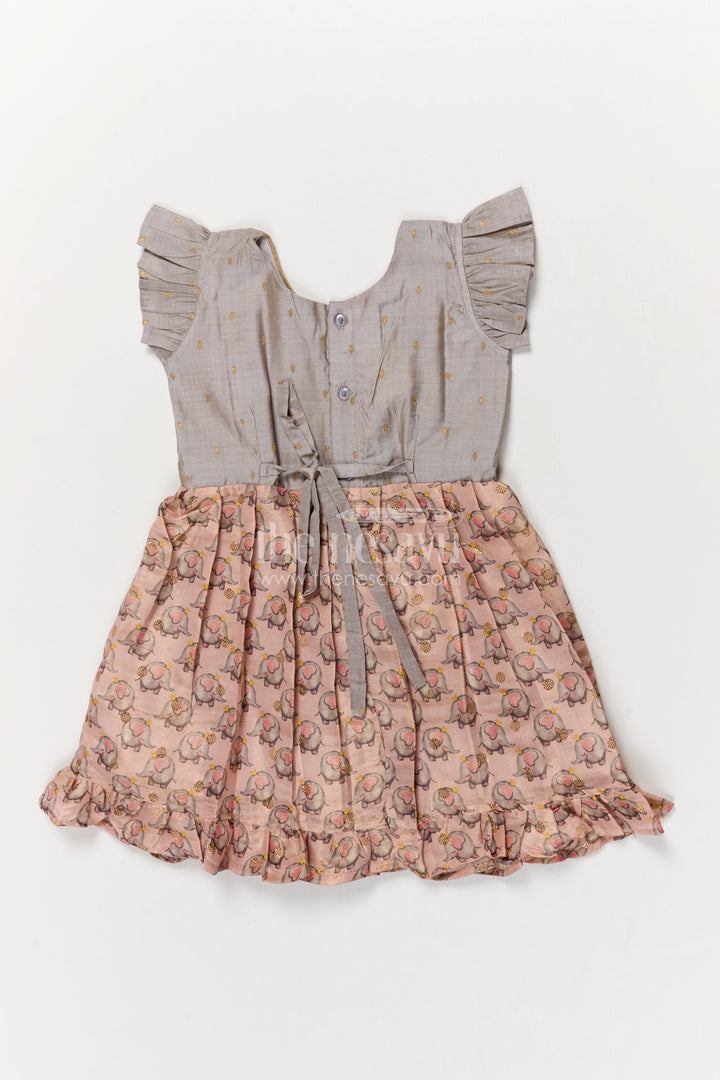 The Nesavu Silk Frock Baby Girl Silk Frock for Birthdays and Temple Visits Nesavu Nesavu baby girl silk frock with elephant motif and lace waist for birthdays and festive wear