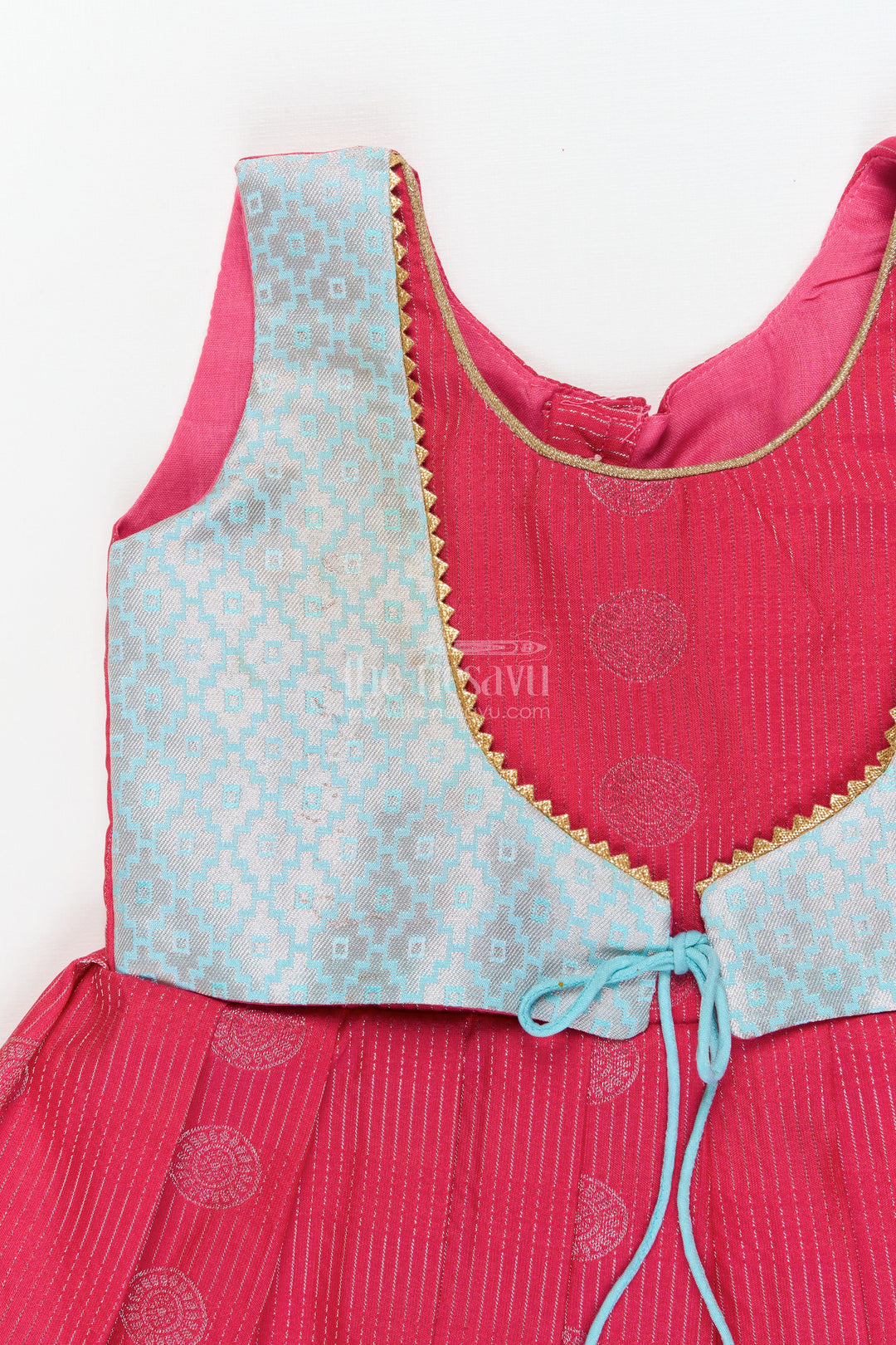 The Nesavu Girls Kanchi Silk Frock Baby Girl Silk Frock for Birthdays and Traditional Celebrations Nesavu Nesavu baby girl silk frock with zari border and overlay for birthdays and festive events