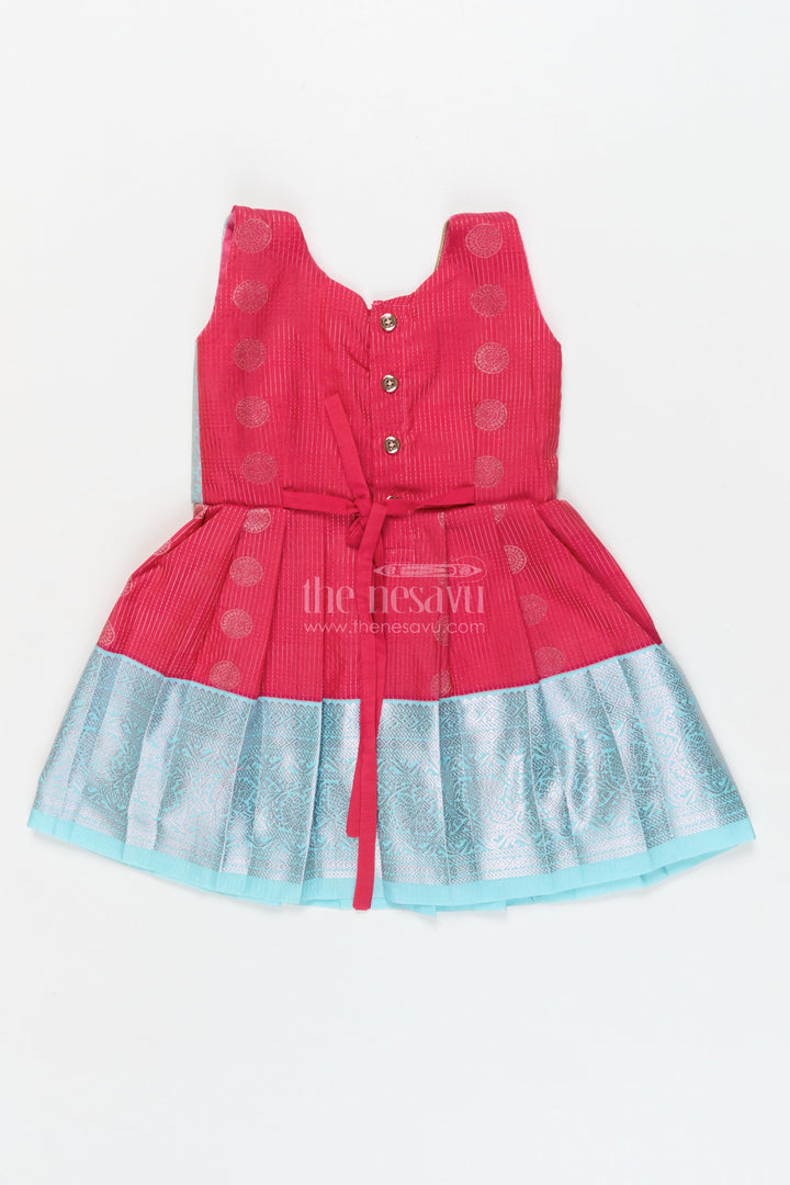 The Nesavu Girls Kanchi Silk Frock Baby Girl Silk Frock for Birthdays and Traditional Celebrations Nesavu Nesavu baby girl silk frock with zari border and overlay for birthdays and festive events