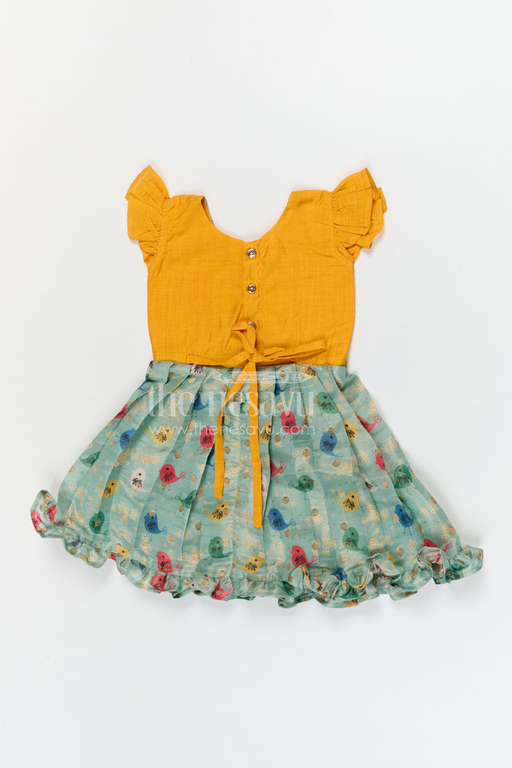 The Nesavu Silk Frock Baby Girl Silk Frock for Casual Festive Wear and Outings Nesavu Nesavu baby girl silk frock for casual festive wear with chanderi cotton digital print and comfortable flared style