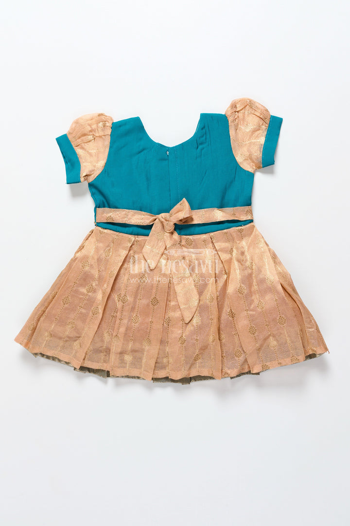 The Nesavu Silk Party Frock Baby Girl Silk Frock for Ethnic Events and Festive Family Photos Nesavu Nesavu ethnic silk frock baby girls zari pleats festive bodice design