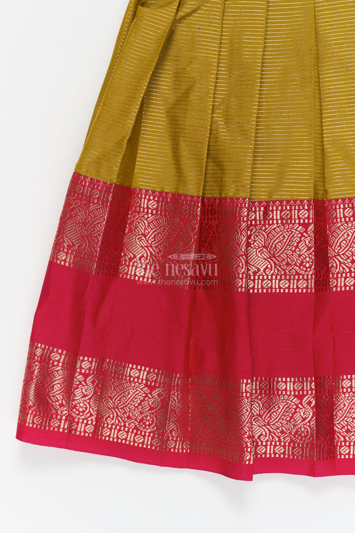 The Nesavu Girls Kanchi Silk Frock Baby Girl Silk Frock for Festivals and Wedding Guest Outfits Nesavu Nesavu baby girl silk frock for weddings and traditional South Indian celebrations