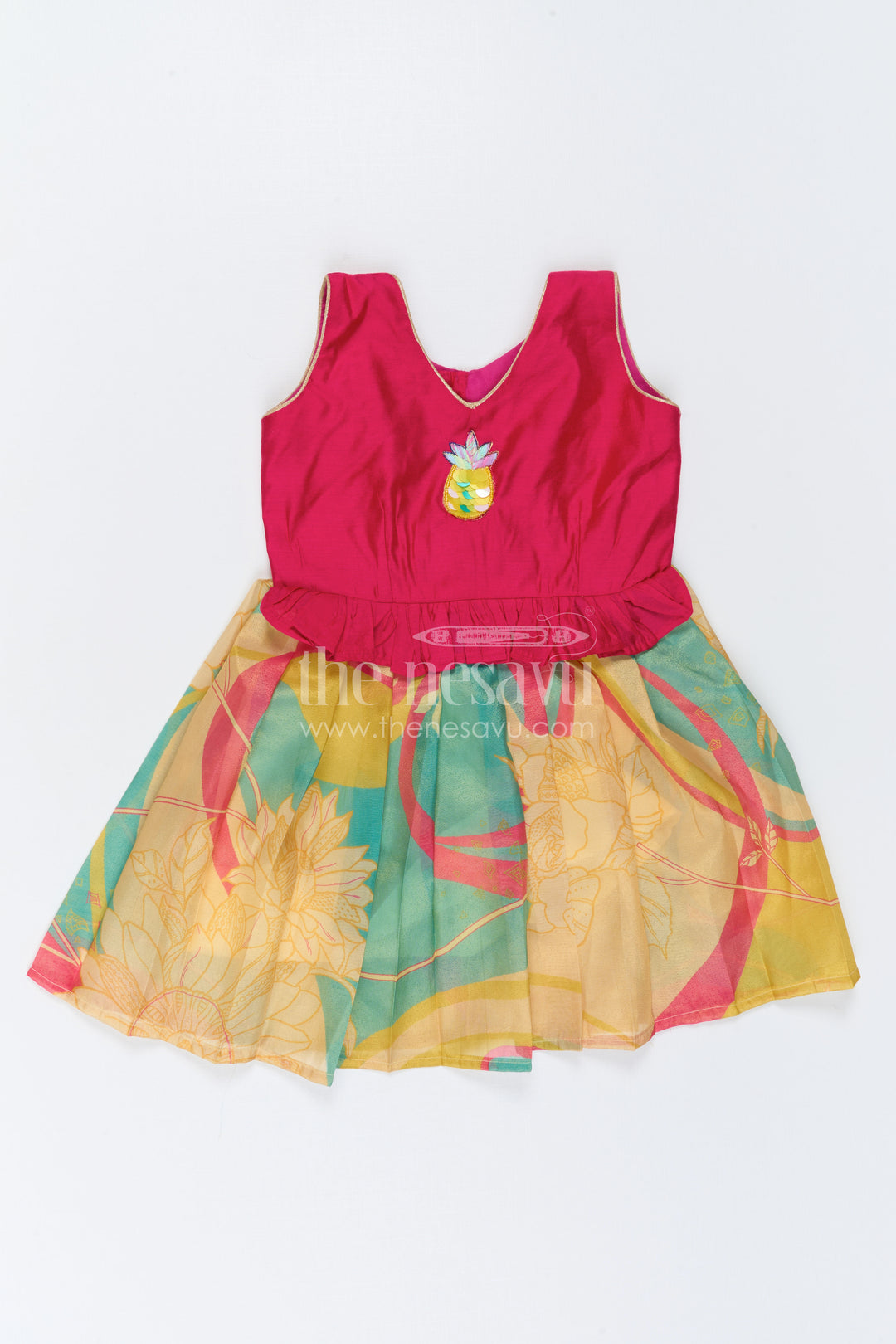 The Nesavu Silk Frock Baby Girl Silk Frock for Festive Birthdays and Celebrations Nesavu Nesavu Baby Girl Silk Frock With Digital Print Skirt For Birthdays And Festive Celebrations