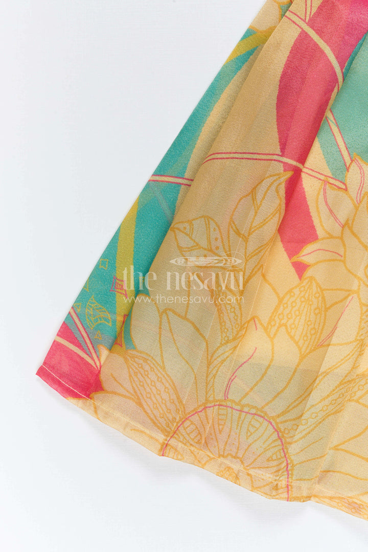 The Nesavu Silk Frock Baby Girl Silk Frock for Festive Birthdays and Celebrations Nesavu Nesavu Baby Girl Silk Frock With Digital Print Skirt For Birthdays And Festive Celebrations