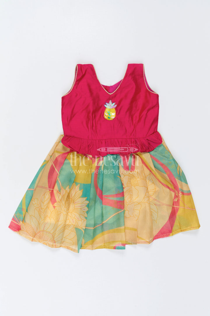 The Nesavu Silk Frock Baby Girl Silk Frock for Festive Birthdays and Celebrations Nesavu Nesavu Baby Girl Silk Frock With Digital Print Skirt For Birthdays And Festive Celebrations