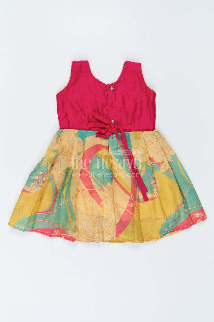 The Nesavu Silk Frock Baby Girl Silk Frock for Festive Birthdays and Celebrations Nesavu Nesavu Baby Girl Silk Frock With Digital Print Skirt For Birthdays And Festive Celebrations
