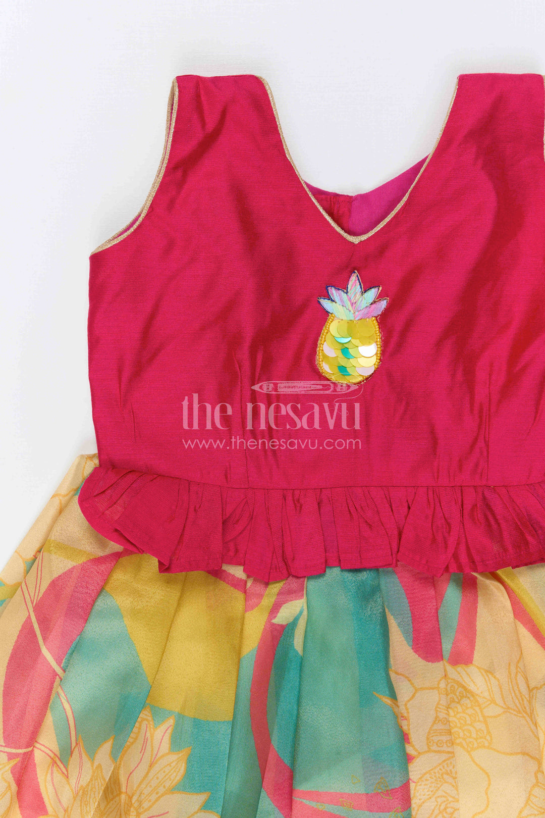 The Nesavu Silk Frock Baby Girl Silk Frock for Festive Birthdays and Celebrations Nesavu Nesavu Baby Girl Silk Frock With Digital Print Skirt For Birthdays And Festive Celebrations
