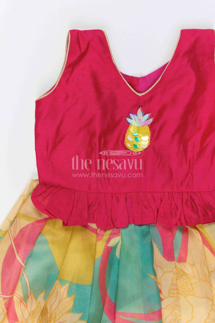 The Nesavu Silk Frock Baby Girl Silk Frock for Festive Birthdays and Celebrations Nesavu Nesavu Baby Girl Silk Frock With Digital Print Skirt For Birthdays And Festive Celebrations