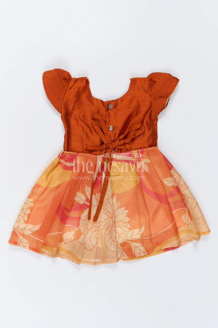 The Nesavu Silk Frock Baby Girl Silk Frock for Festive Birthdays and Family Celebrations Nesavu Nesavu Baby Girl Silk Frock With Digital Floral Print For Birthdays And Festive Celebrations