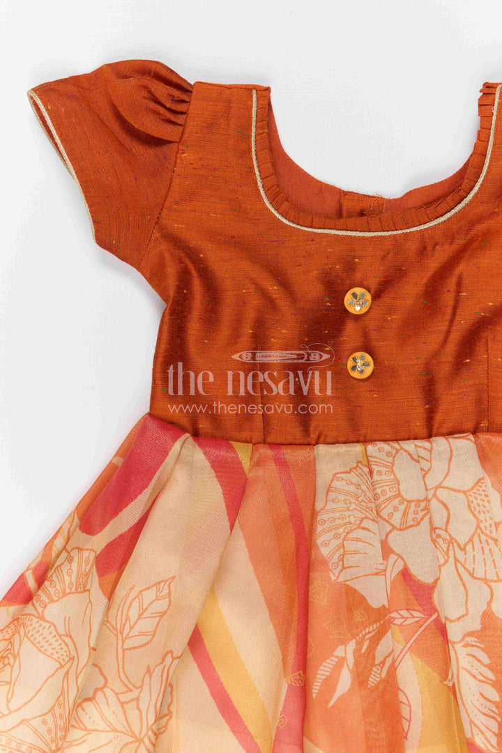 The Nesavu Silk Frock Baby Girl Silk Frock for Festive Birthdays and Family Celebrations Nesavu Nesavu Baby Girl Silk Frock With Digital Floral Print For Birthdays And Festive Celebrations