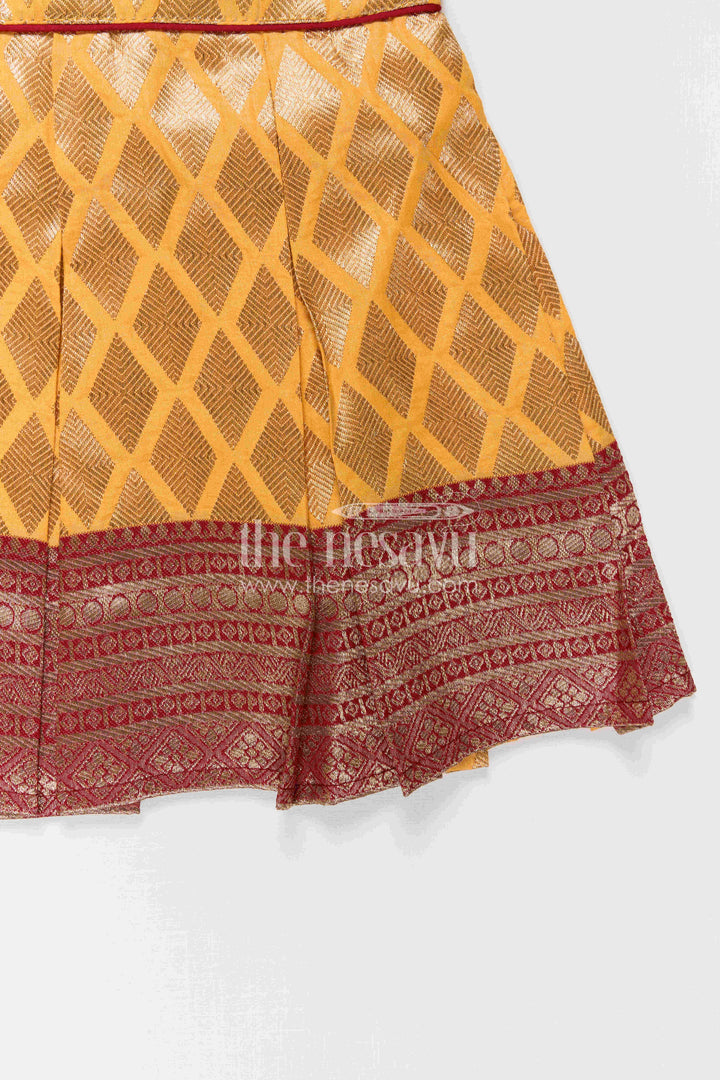 The Nesavu Silk Frock Baby Girl Silk Frock for Festive Celebrations and Functions Nesavu Nesavu Baby Girl Silk Frock For Festive Occasions With Semi Banaras Fabric And Traditional Flared Design