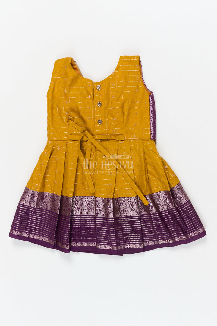 The Nesavu Girls Kanchi Silk Frock Baby Girl Silk Frock for Festive Celebrations and Traditional Gatherings Nesavu Nesavu baby girl silk frock in Kanchivaram style for festive family functions and traditional events