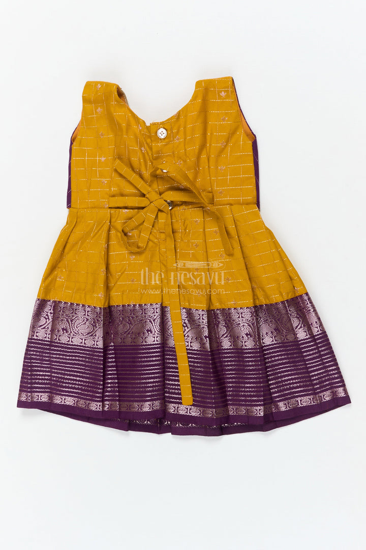 The Nesavu Girls Kanchi Silk Frock Baby Girl Silk Frock for Festive Celebrations and Traditional Gatherings Nesavu Nesavu baby girl silk frock in Kanchivaram style for festive family functions and traditional events