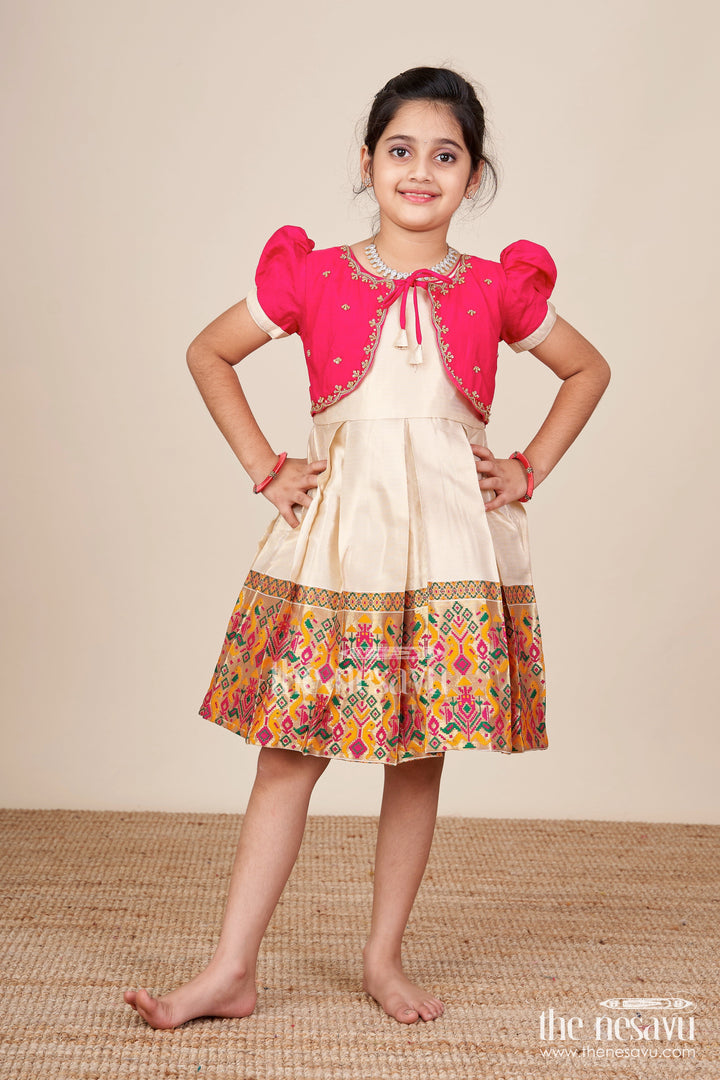 The Nesavu Silk Party Frock Baby Girl Silk Frock for Festive Events and Traditional Functions Nesavu 16 (1Y) / Maroon SF1049A-16 Nesavu baby girl silk frock zari tissue skirt  ideal weddings traditional milestone events