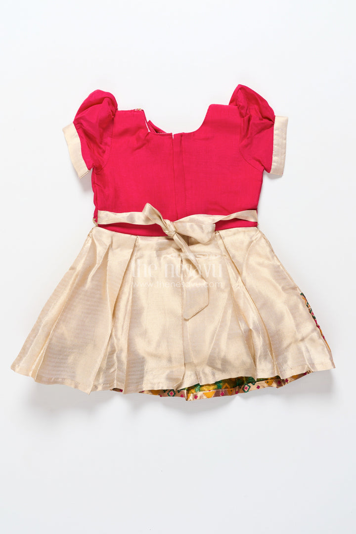 The Nesavu Silk Party Frock Baby Girl Silk Frock for Festive Events and Traditional Functions Nesavu Nesavu baby girl silk frock zari tissue skirt  ideal weddings traditional milestone events