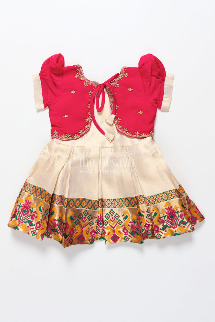 The Nesavu Silk Party Frock Baby Girl Silk Frock for Festive Events and Traditional Functions Nesavu Nesavu baby girl silk frock zari tissue skirt  ideal weddings traditional milestone events