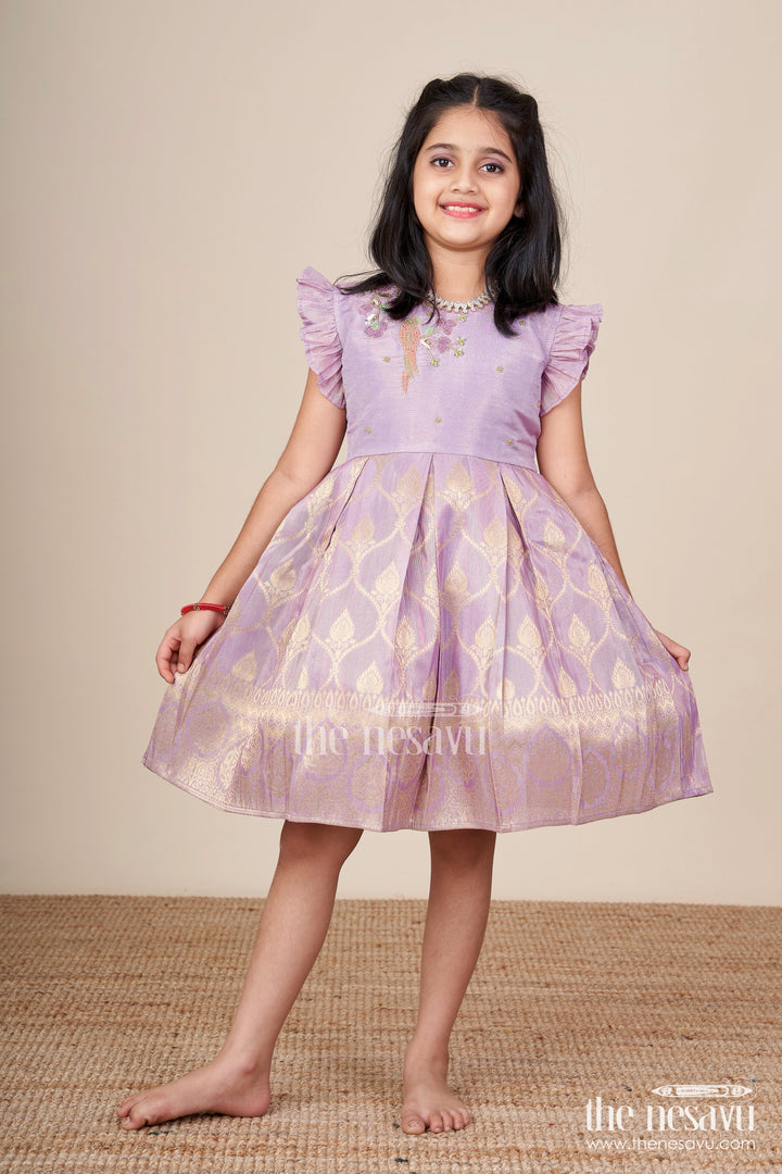 The Nesavu Silk Frock Baby Girl Silk Frock for Festive Functions and Family Celebrations Nesavu 16 (1Y) / Purple SF1040A-16 Nesavu baby girl silk frock embroidery festive functions family celebrations