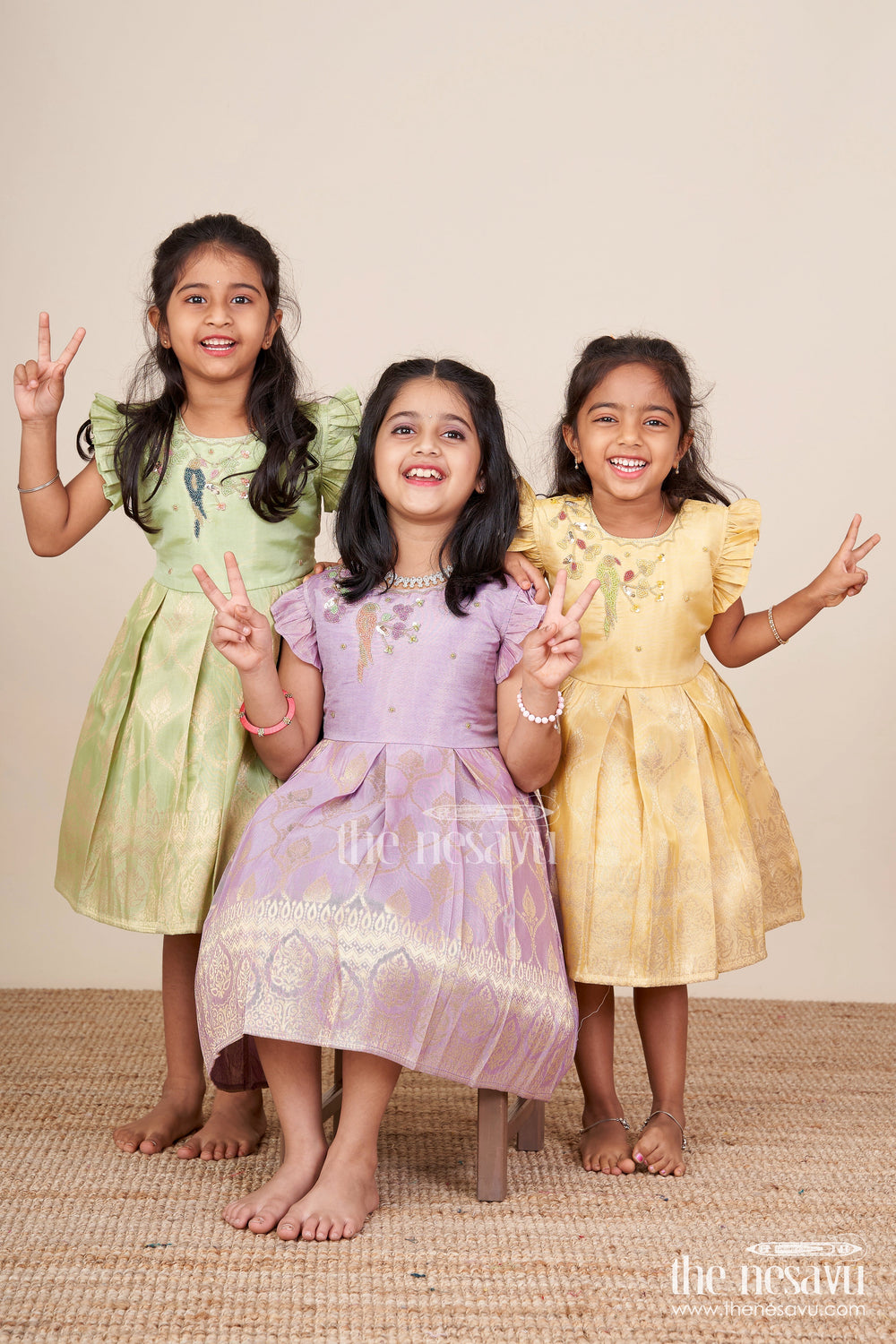 The Nesavu Silk Frock Baby Girl Silk Frock for Festive Functions and Family Celebrations Nesavu Nesavu baby girl silk frock embroidery festive functions family celebrations