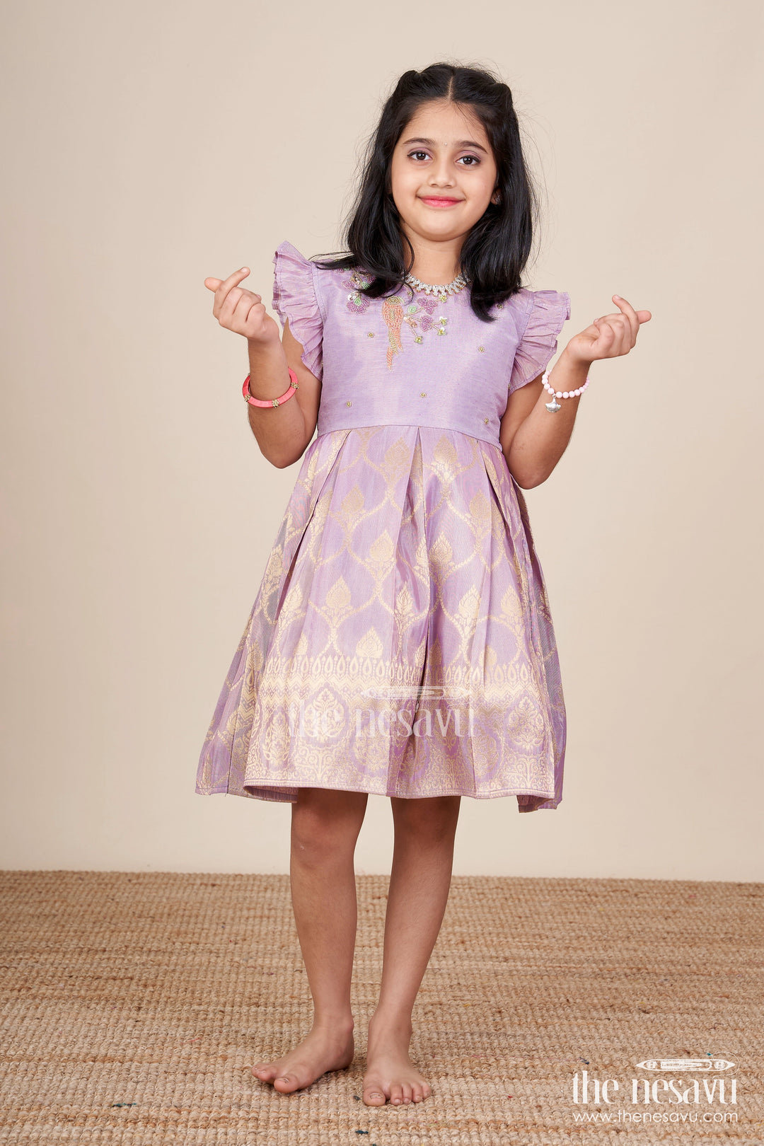 The Nesavu Silk Frock Baby Girl Silk Frock for Festive Functions and Family Celebrations Nesavu Nesavu baby girl silk frock embroidery festive functions family celebrations